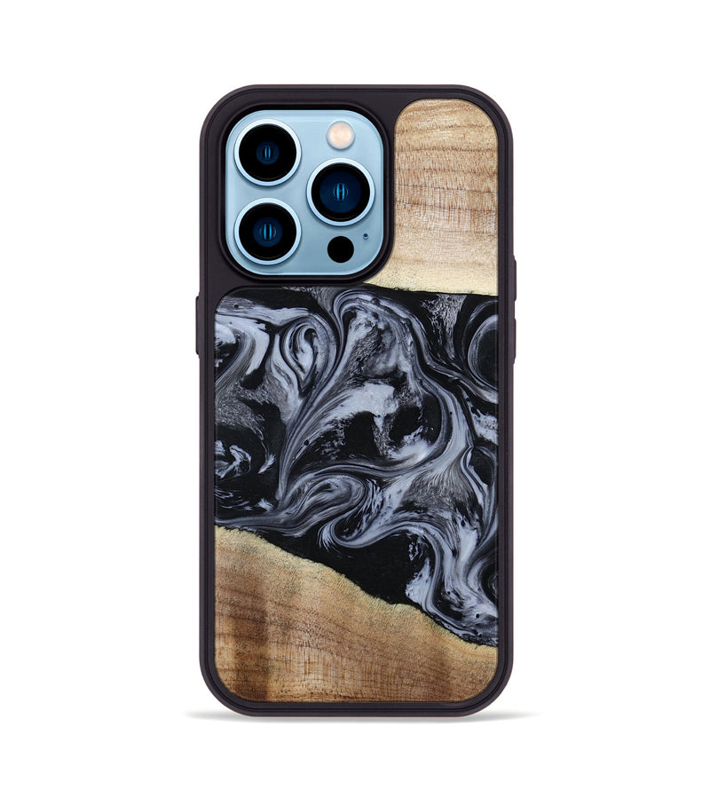 iPhone 14 Pro Wood Phone Case - Sheree (Black & White, 794940)
