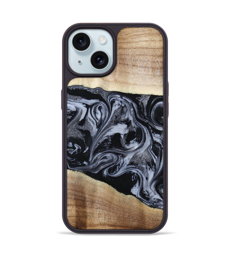 iPhone 15 Wood Phone Case - Sheree (Black & White, 794940)