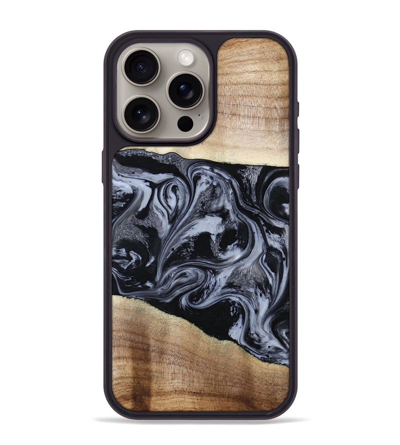 iPhone 15 Pro Max Wood Phone Case - Sheree (Black & White, 794940)