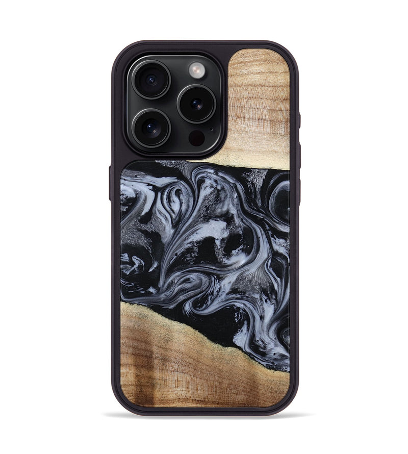 iPhone 15 Pro Wood Phone Case - Sheree (Black & White, 794940)
