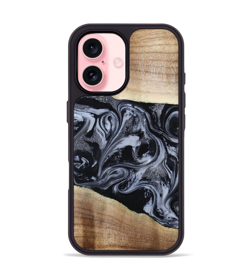 iPhone 16 Wood Phone Case - Sheree (Black & White, 794940)