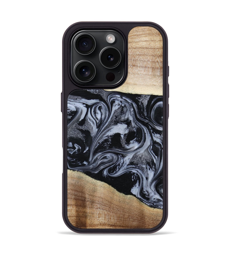 iPhone 16 Pro Wood Phone Case - Sheree (Black & White, 794940)