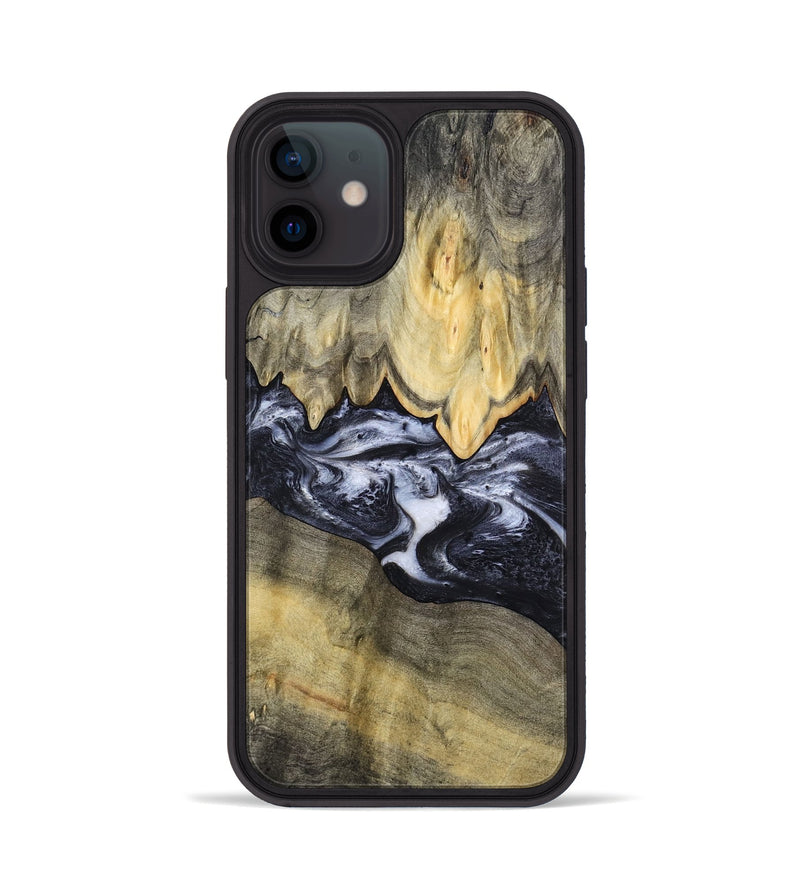iPhone 12 Wood Phone Case - Natasha (Black & White, 794943)