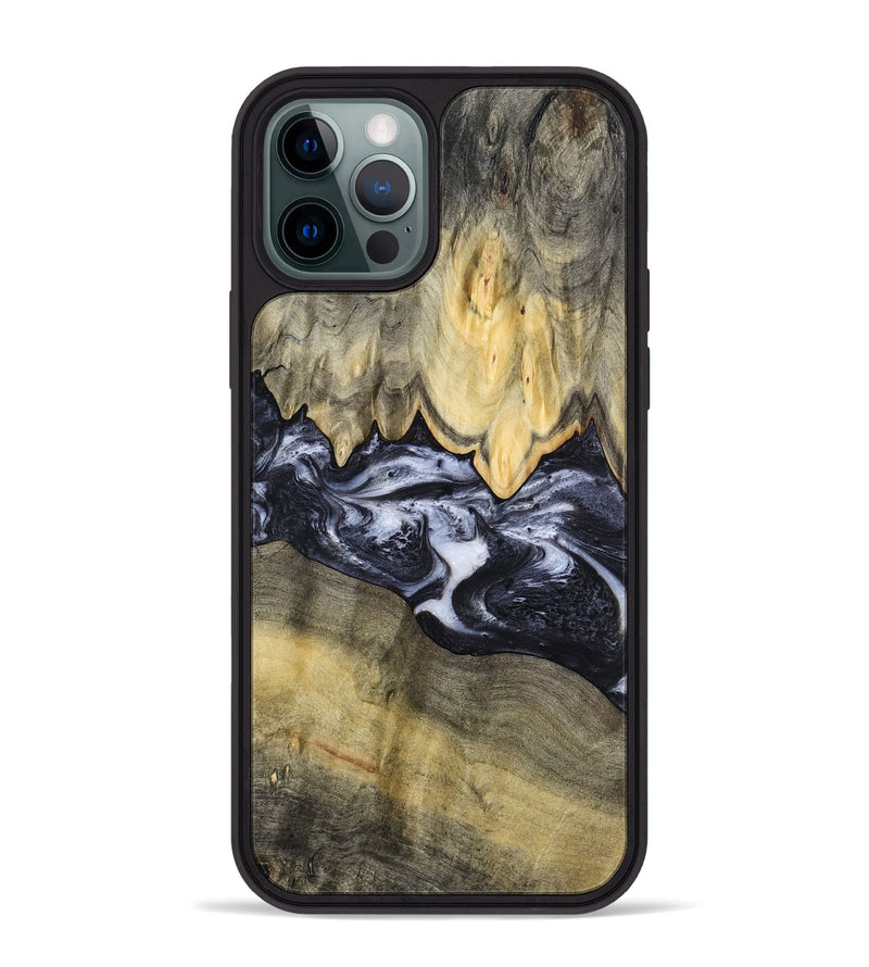 iPhone 12 Pro Max Wood Phone Case - Natasha (Black & White, 794943)