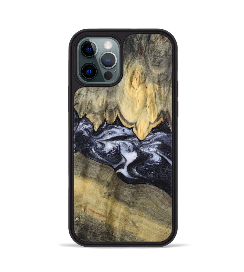 iPhone 12 Pro Wood Phone Case - Natasha (Black & White, 794943)