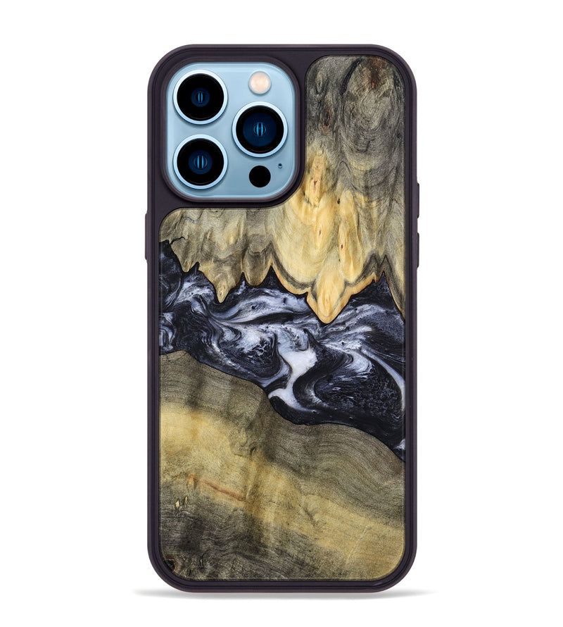 iPhone 14 Pro Max Wood Phone Case - Natasha (Black & White, 794943)