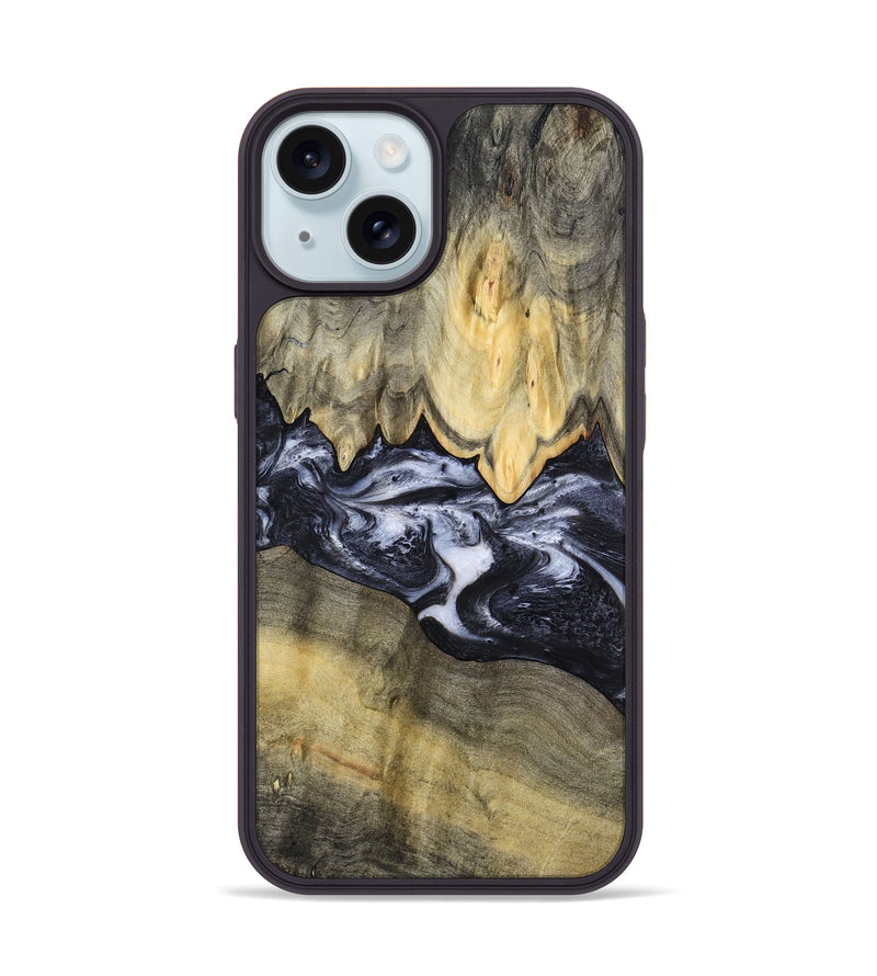 iPhone 15 Wood Phone Case - Natasha (Black & White, 794943)