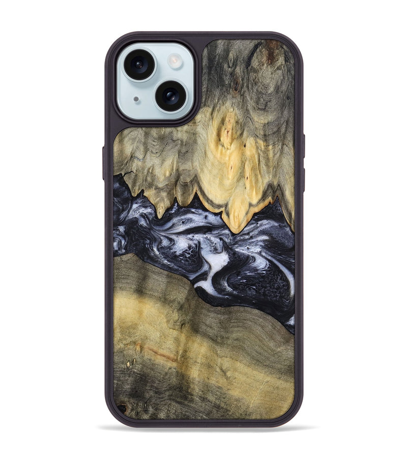 iPhone 15 Plus Wood Phone Case - Natasha (Black & White, 794943)