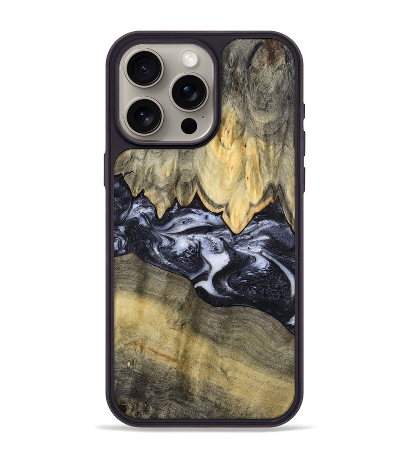 iPhone 15 Pro Max Wood Phone Case - Natasha (Black & White, 794943)