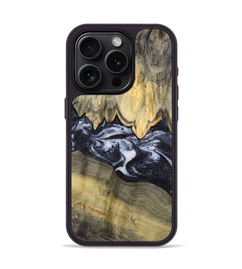 iPhone 15 Pro Wood Phone Case - Natasha (Black & White, 794943)