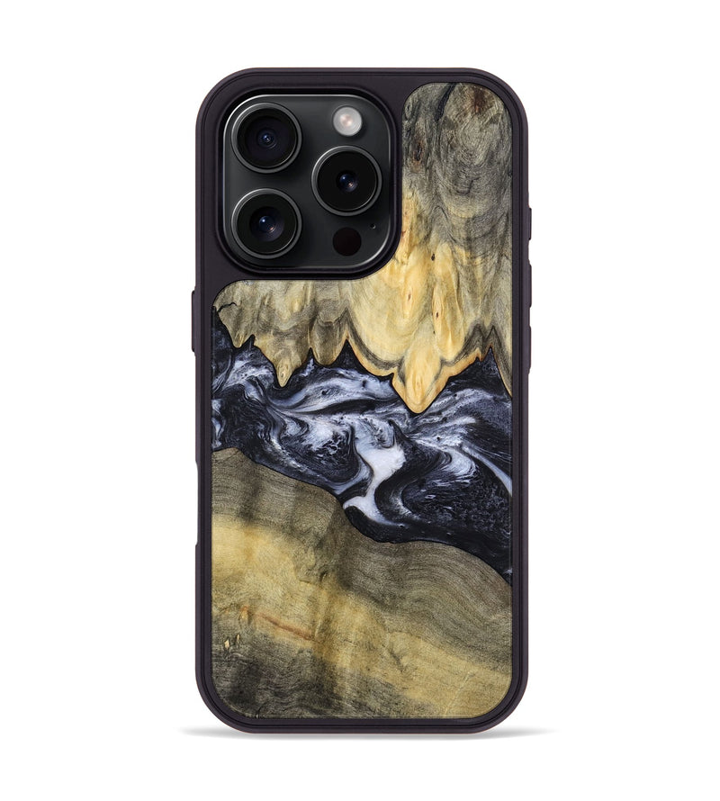 iPhone 16 Pro Wood Phone Case - Natasha (Black & White, 794943)