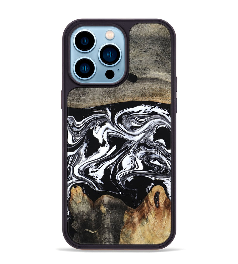 iPhone 14 Pro Max Wood Phone Case - Viva (Black & White, 794946)