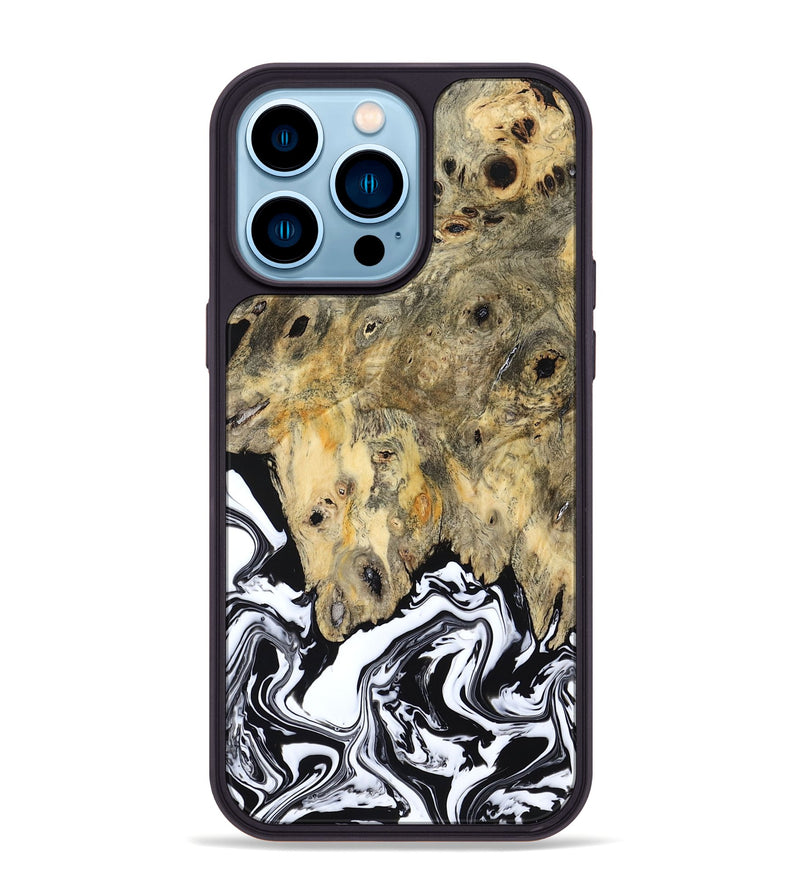 iPhone 14 Pro Max Wood Phone Case - Boston (Black & White, 794947)