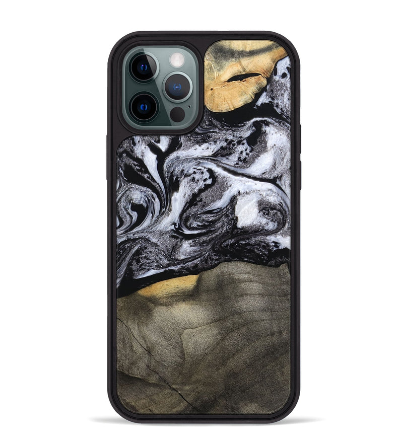 iPhone 12 Pro Max Wood Phone Case - Yaritza (Black & White, 794949)