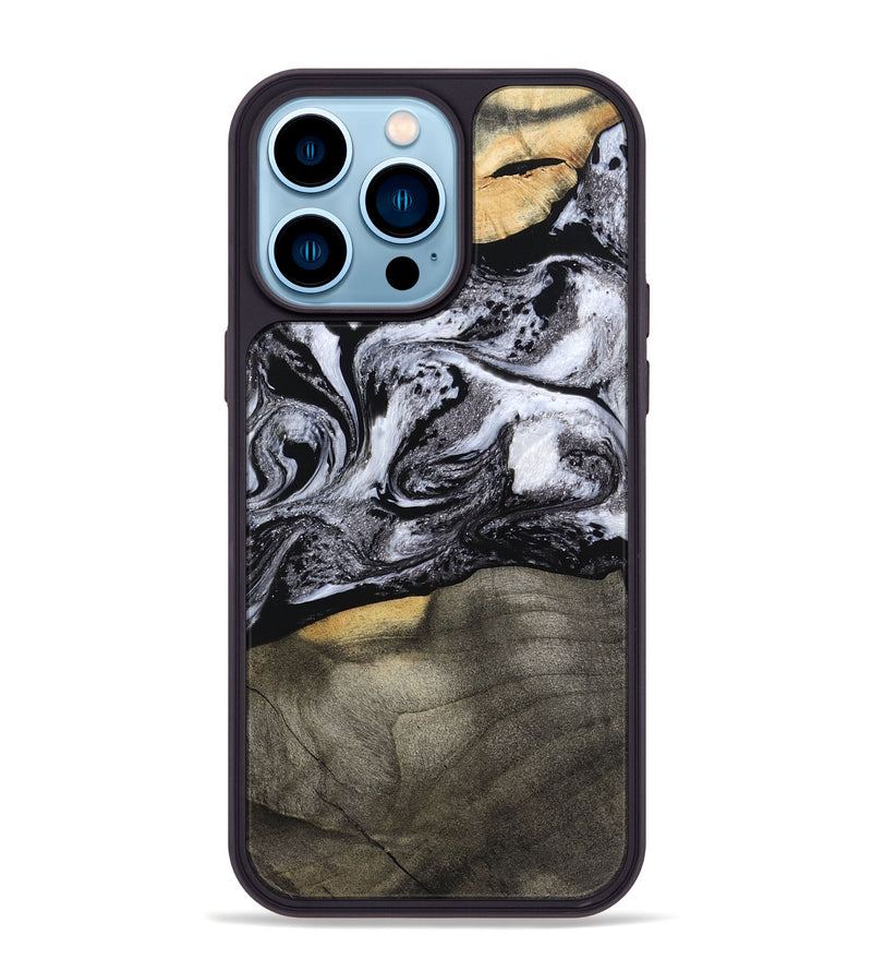 iPhone 14 Pro Max Wood Phone Case - Yaritza (Black & White, 794949)