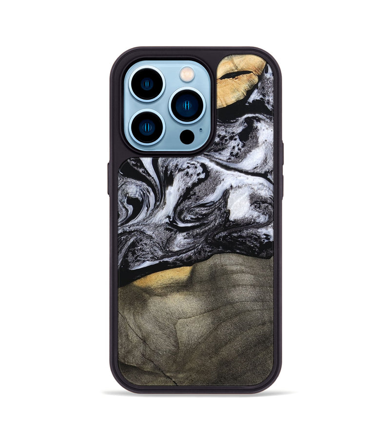 iPhone 14 Pro Wood Phone Case - Yaritza (Black & White, 794949)