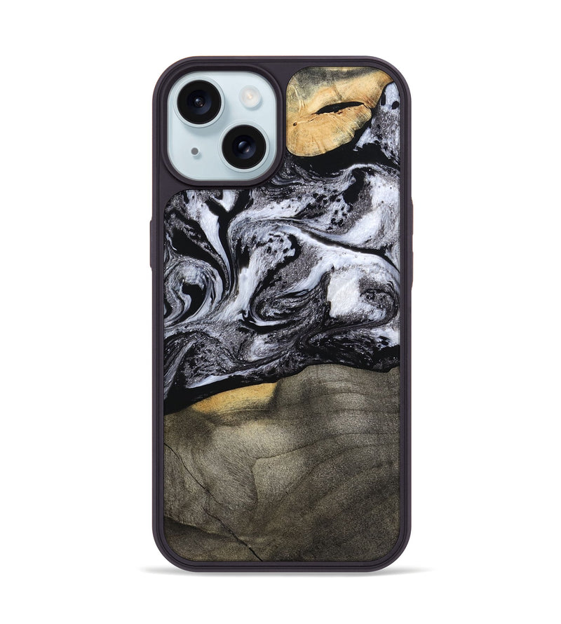 iPhone 15 Wood Phone Case - Yaritza (Black & White, 794949)