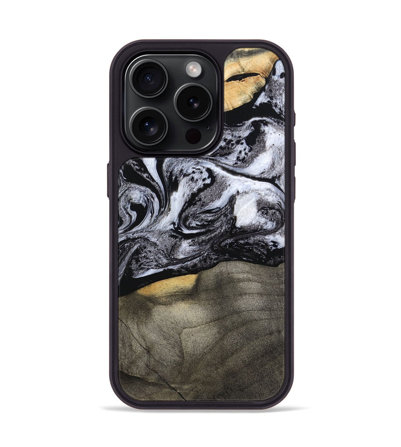 iPhone 15 Pro Wood Phone Case - Yaritza (Black & White, 794949)