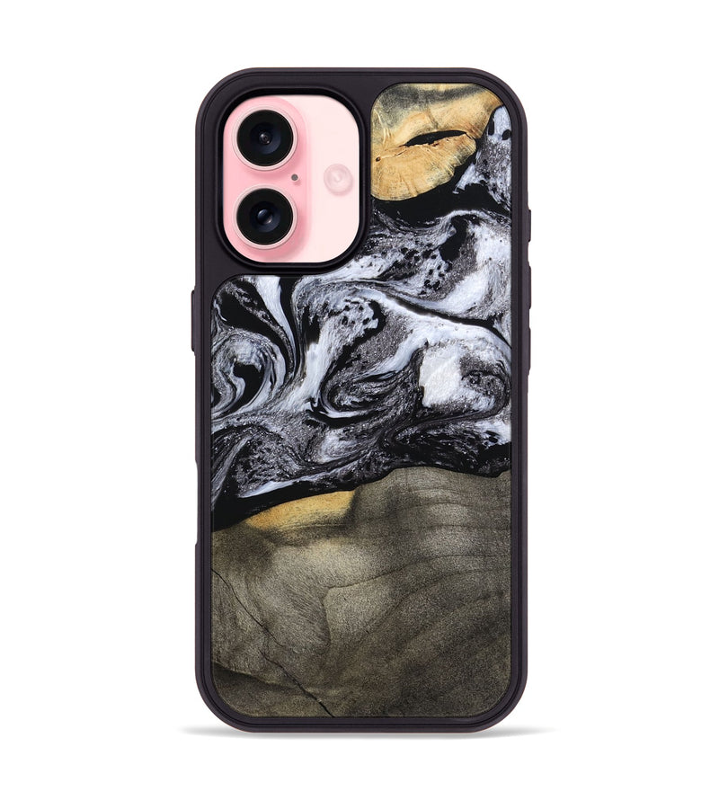 iPhone 16 Wood Phone Case - Yaritza (Black & White, 794949)