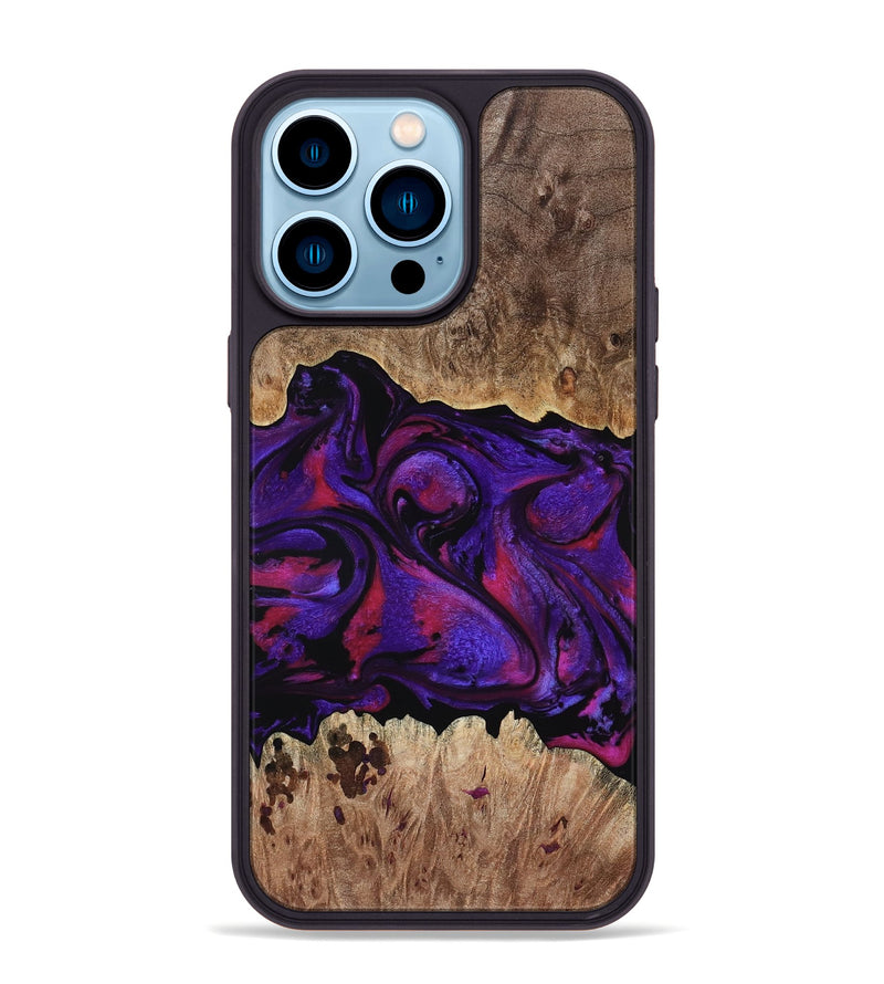 iPhone 14 Pro Max Wood Phone Case - Martin (Purple, 795063)