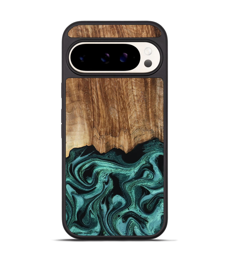 Pixel 9 Pro Wood Phone Case - Dahlia (Green, 795076)