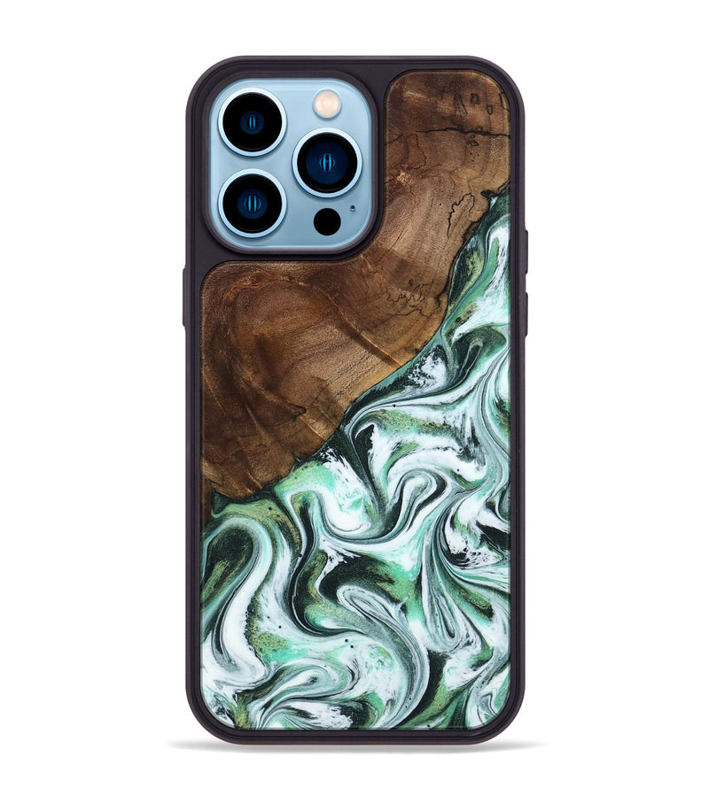 iPhone 14 Pro Max Wood Phone Case - Salma (Green, 795100)