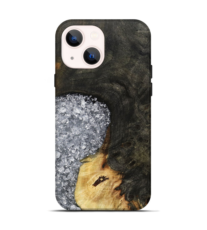 iPhone 14 Wood Live Edge Phone Case - Darcie (Black & White, 795114)
