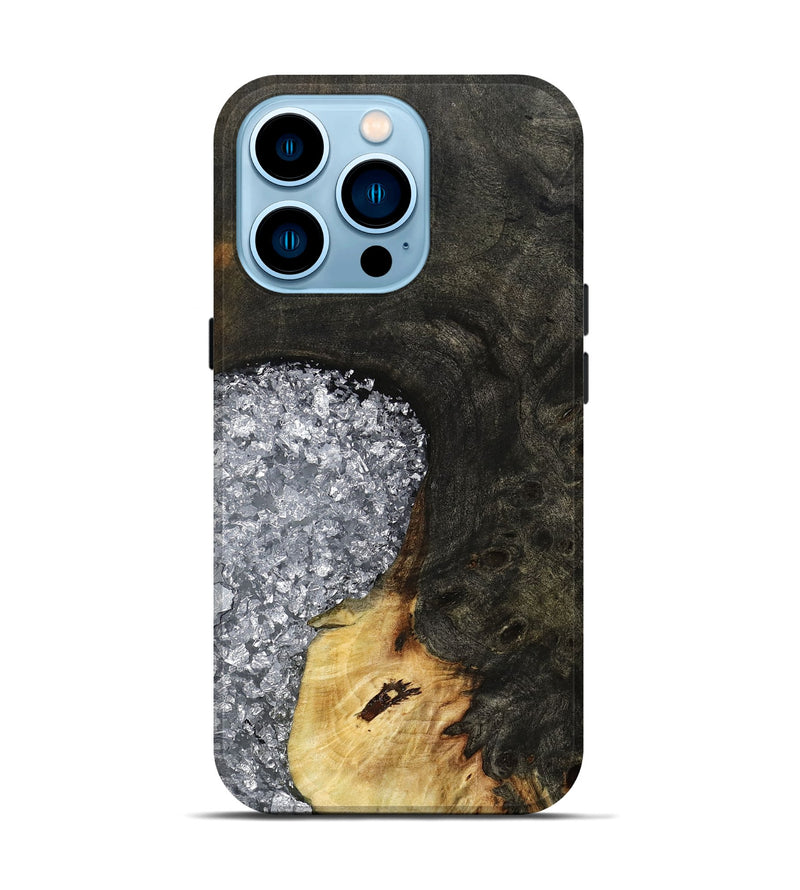 iPhone 14 Pro Wood Live Edge Phone Case - Darcie (Black & White, 795114)