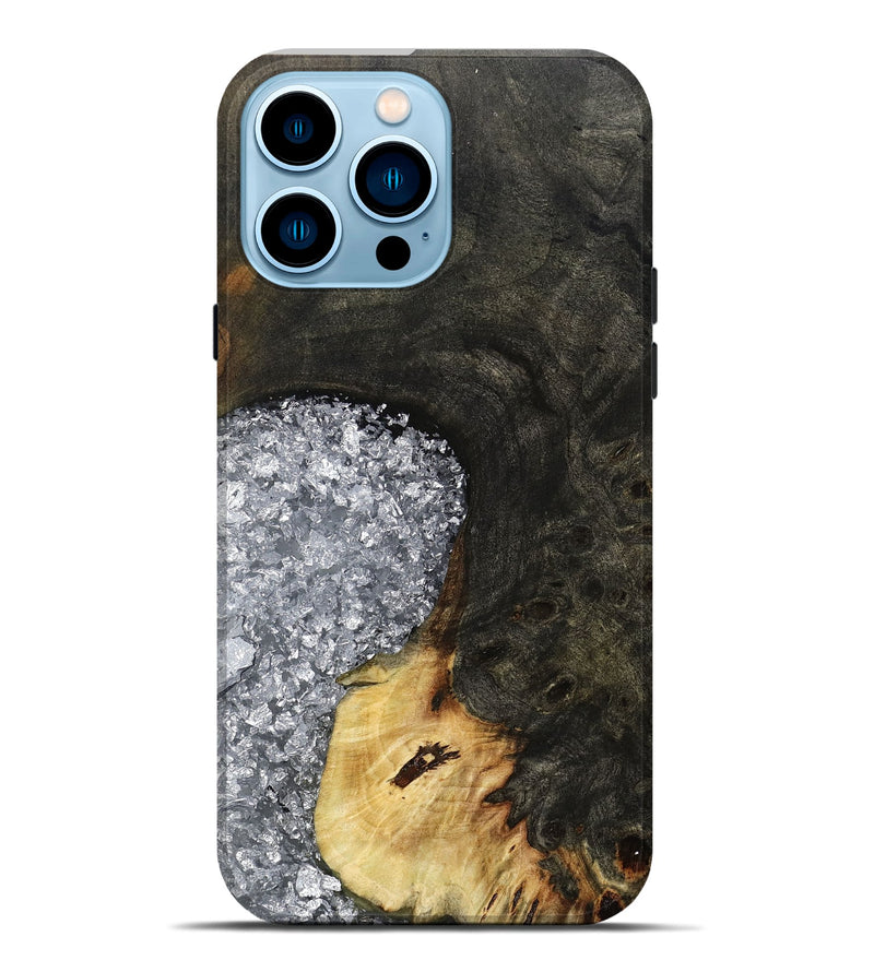 iPhone 14 Pro Max Wood Live Edge Phone Case - Darcie (Black & White, 795114)