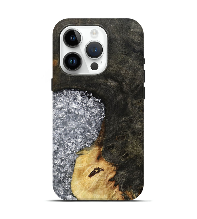 iPhone 15 Pro Wood Live Edge Phone Case - Darcie (Black & White, 795114)