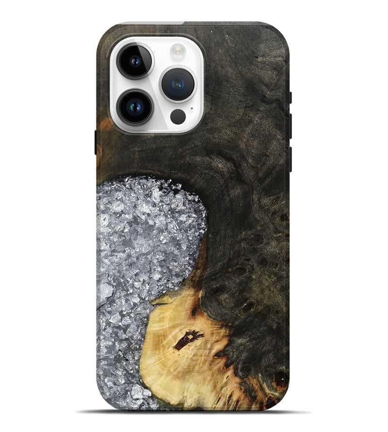 iPhone 15 Pro Max Wood Live Edge Phone Case - Darcie (Black & White, 795114)