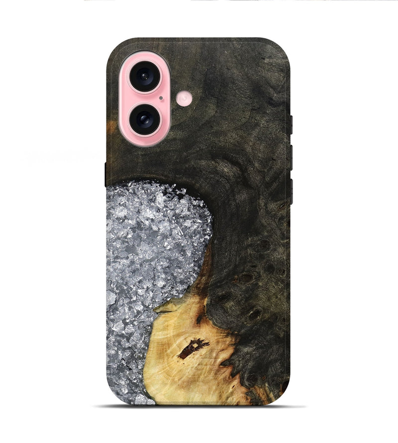 iPhone 16 Wood Live Edge Phone Case - Darcie (Black & White, 795114)