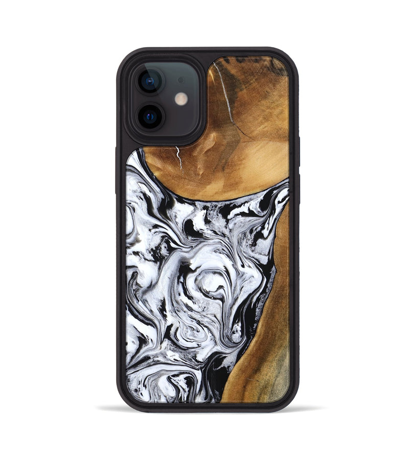 iPhone 12 Wood Phone Case - Geri (Black & White, 795235)