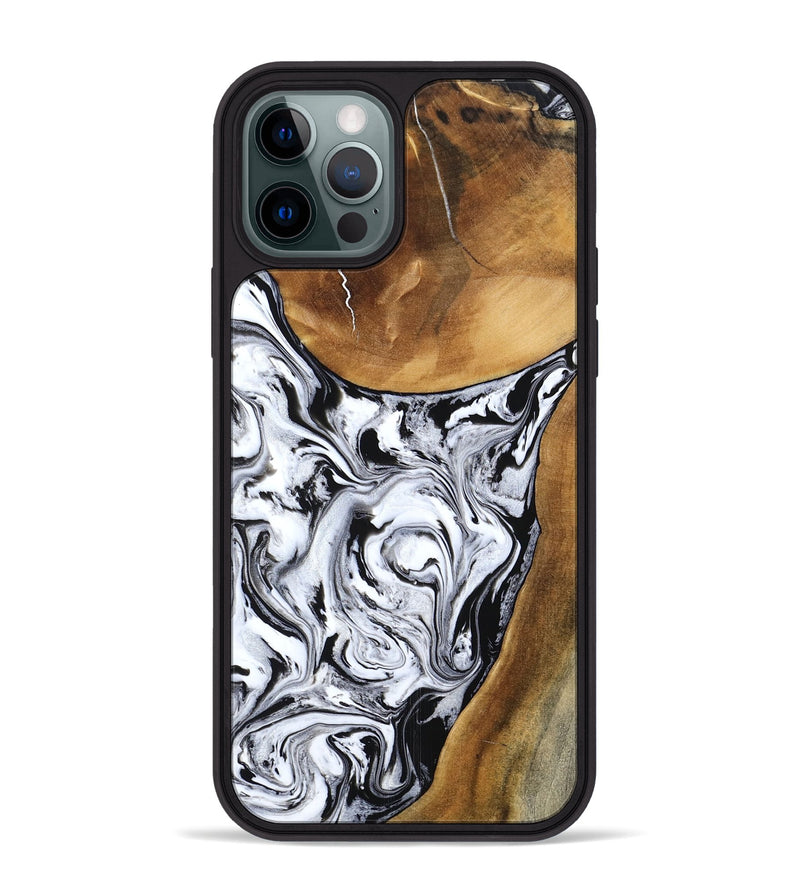 iPhone 12 Pro Max Wood Phone Case - Geri (Black & White, 795235)