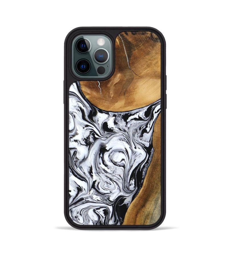 iPhone 12 Pro Wood Phone Case - Geri (Black & White, 795235)