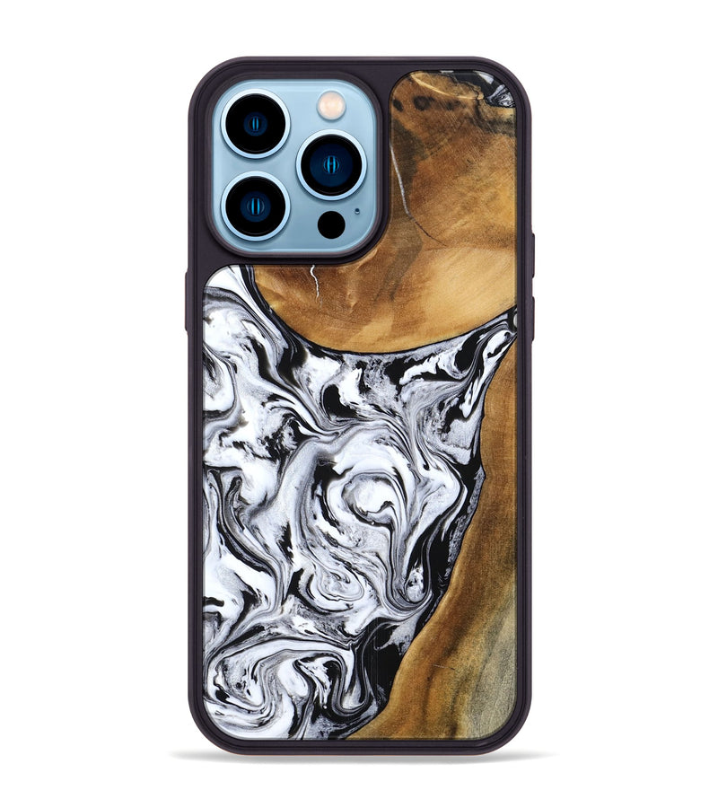 iPhone 14 Pro Max Wood Phone Case - Geri (Black & White, 795235)