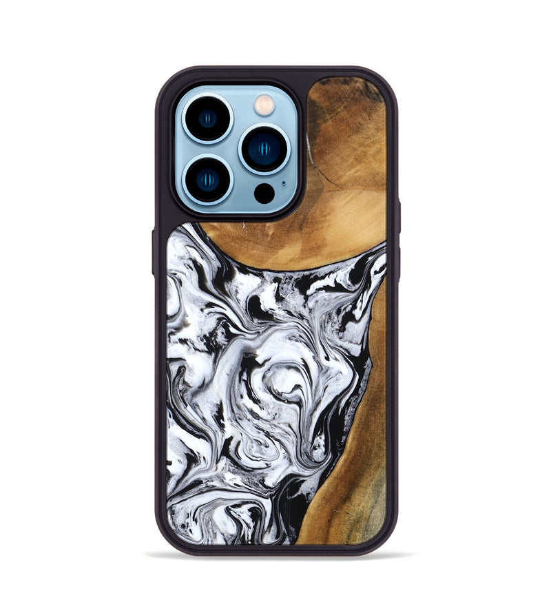 iPhone 14 Pro Wood Phone Case - Geri (Black & White, 795235)