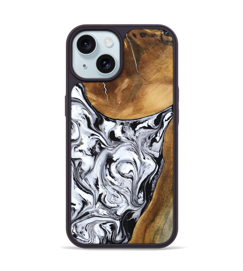 iPhone 15 Wood Phone Case - Geri (Black & White, 795235)