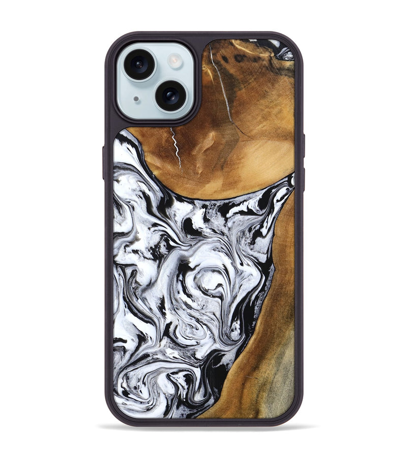 iPhone 15 Plus Wood Phone Case - Geri (Black & White, 795235)