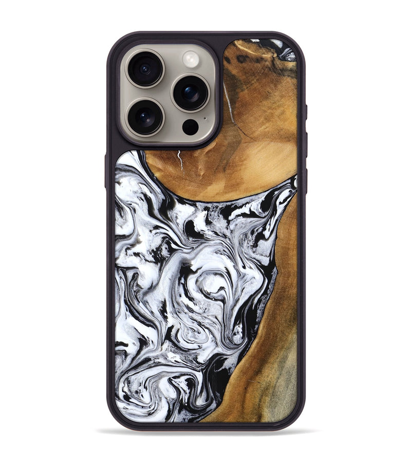 iPhone 15 Pro Max Wood Phone Case - Geri (Black & White, 795235)