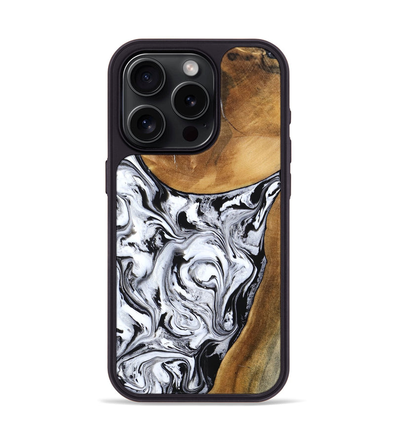 iPhone 15 Pro Wood Phone Case - Geri (Black & White, 795235)