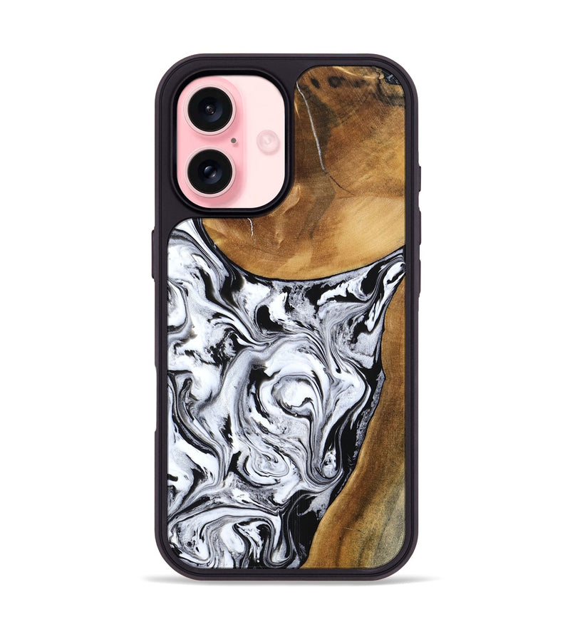 iPhone 16 Wood Phone Case - Geri (Black & White, 795235)