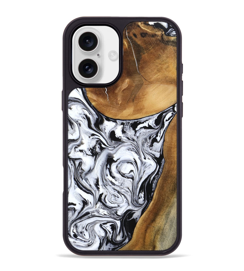 iPhone 16 Plus Wood Phone Case - Geri (Black & White, 795235)