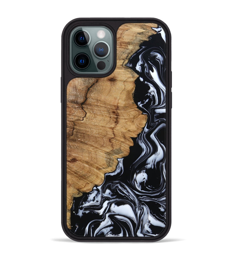 iPhone 12 Pro Max Wood Phone Case - Buster (Black & White, 795272)