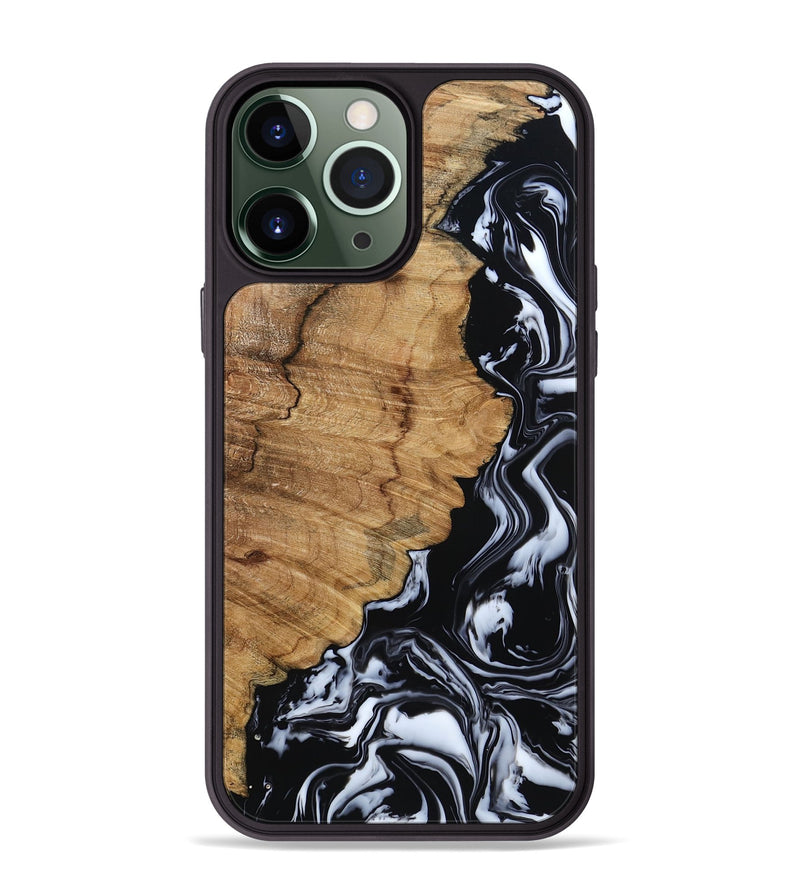 iPhone 13 Pro Max Wood Phone Case - Buster (Black & White, 795272)