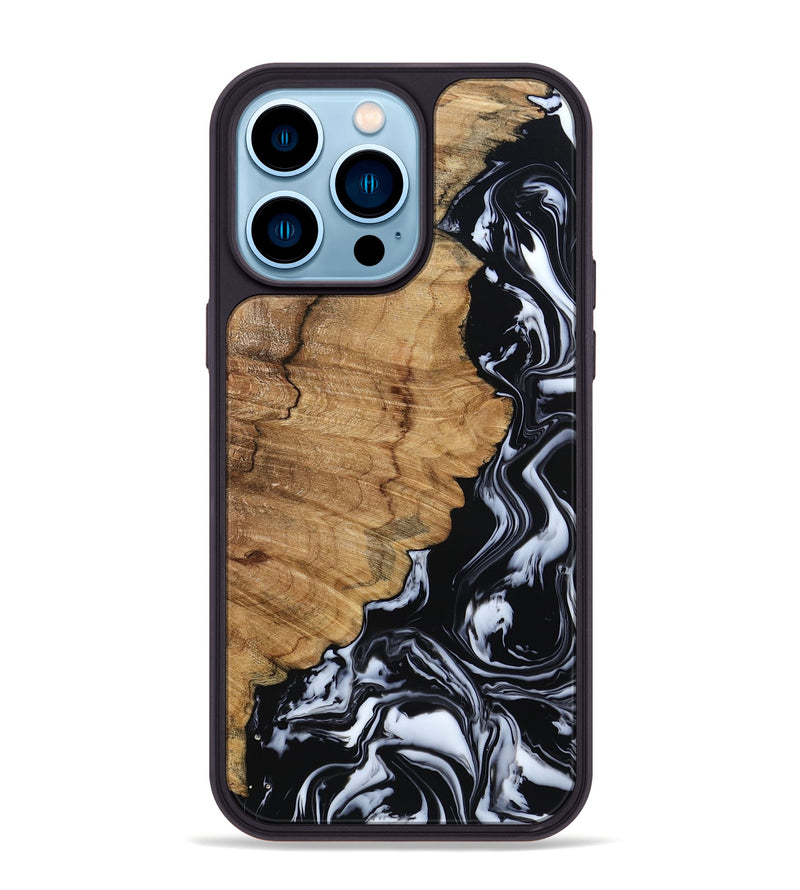 iPhone 14 Pro Max Wood Phone Case - Buster (Black & White, 795272)