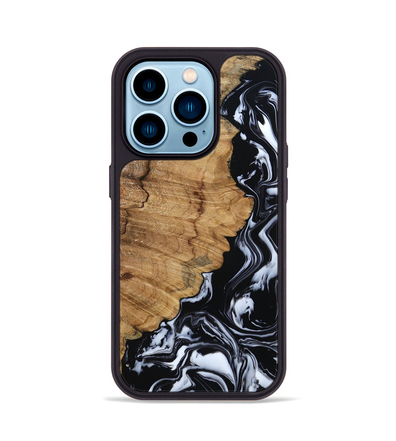 iPhone 14 Pro Wood Phone Case - Buster (Black & White, 795272)