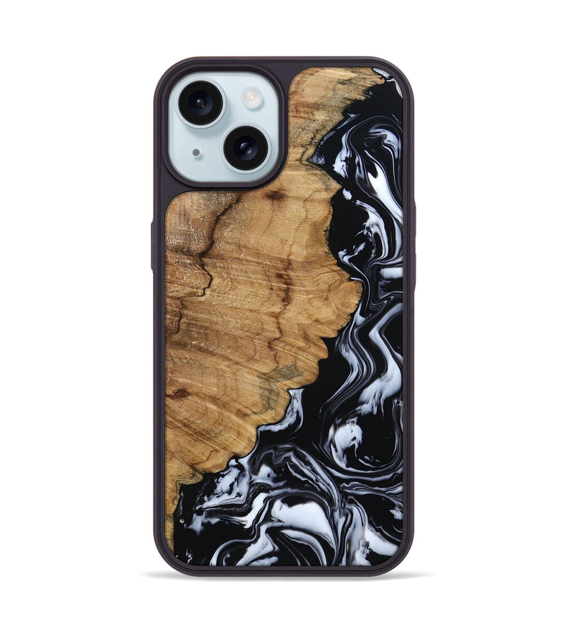 iPhone 15 Wood Phone Case - Buster (Black & White, 795272)