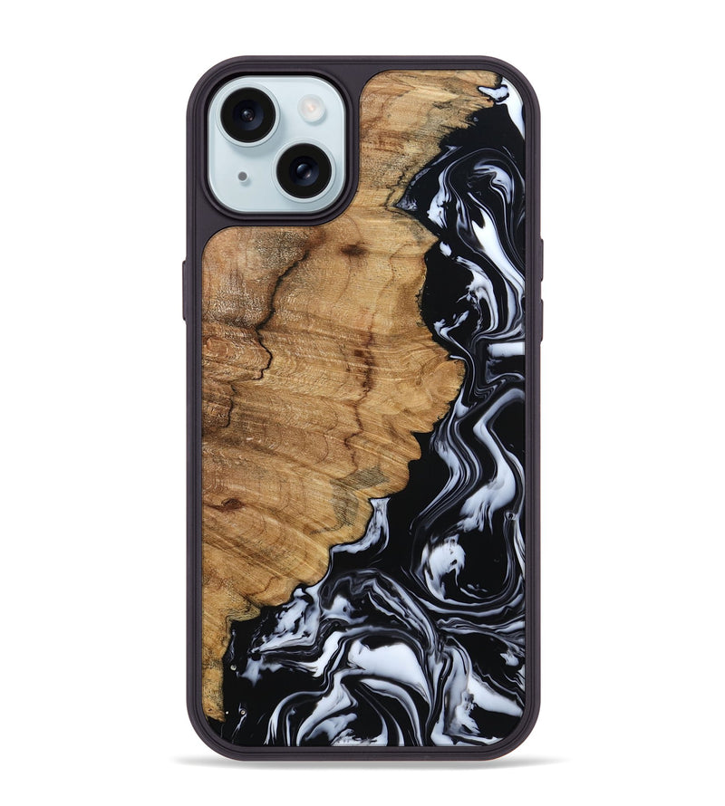 iPhone 15 Plus Wood Phone Case - Buster (Black & White, 795272)