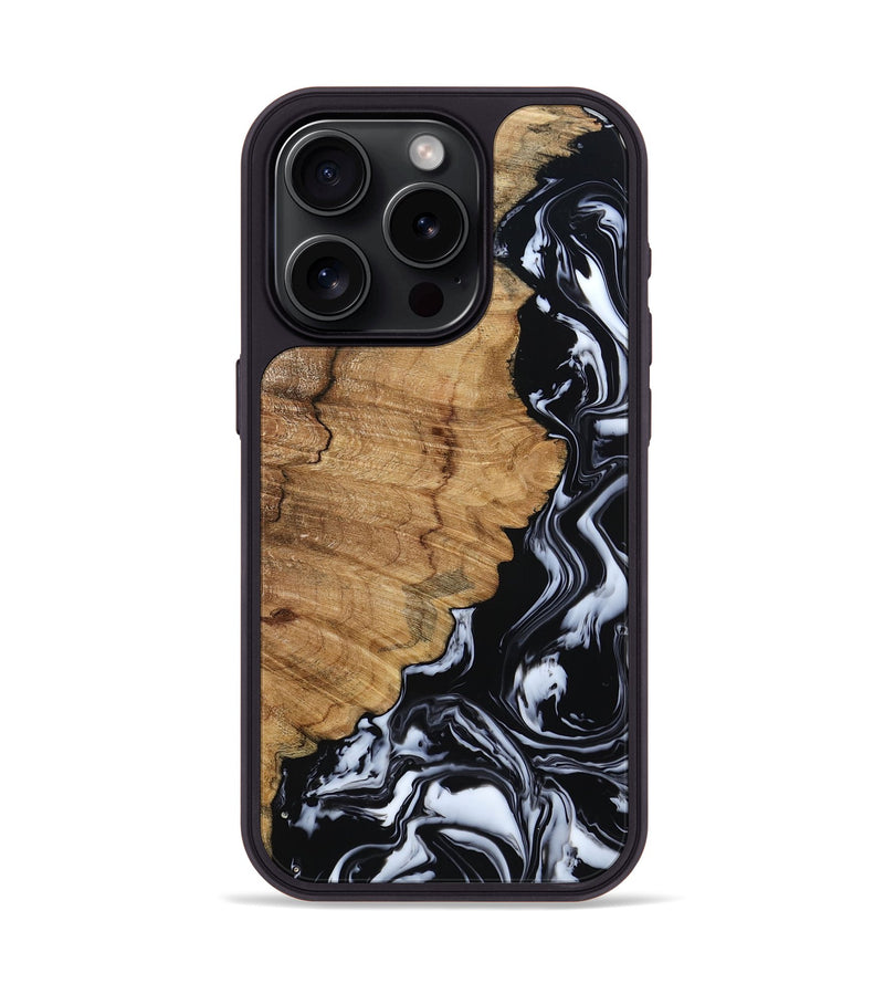 iPhone 15 Pro Wood Phone Case - Buster (Black & White, 795272)